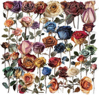 50PCS Vintage Dried Rose Stickers – Clear Waterproof Flower Botanical Scrapbook by YOKSAS