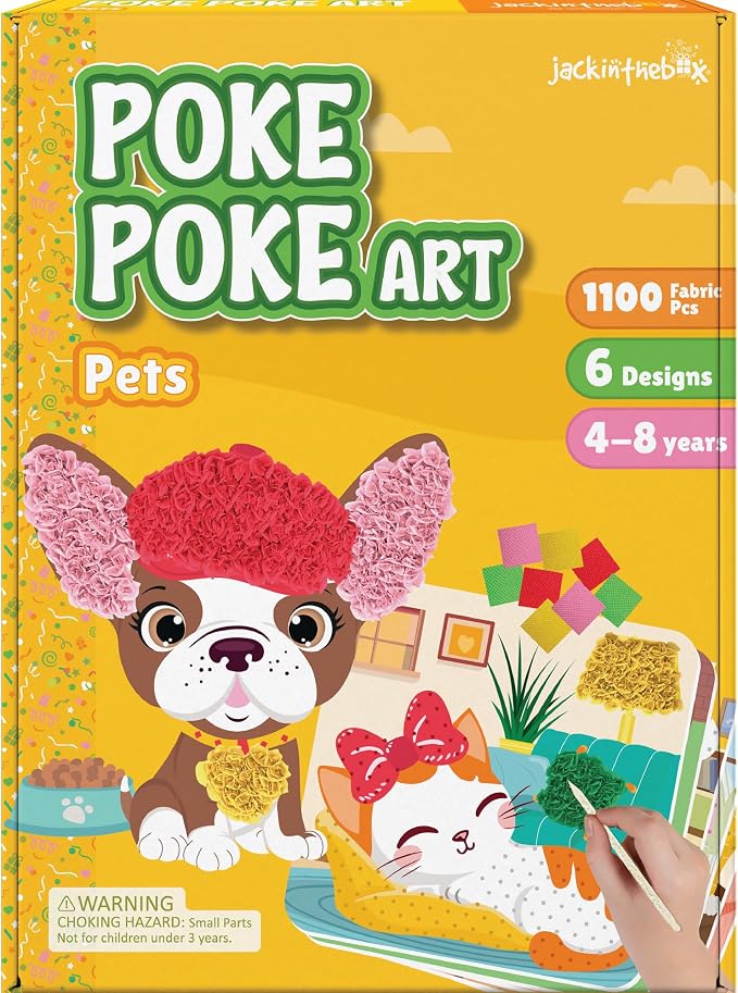 jackinthebox Poke Poke Art – Pets Theme, Mess-Free Fabric Art and Craft by JackInTheBox