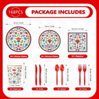 168Pcs Mexican Fiesta Party Decorations, Serves 24 | Mexican Floral Plates and - Image 2