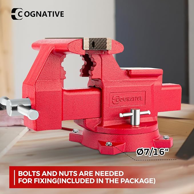 6.5" Heavy-Duty Bench Vise Ductile Iron Bench Vise 360° Swivel Bench Vice - Image 6