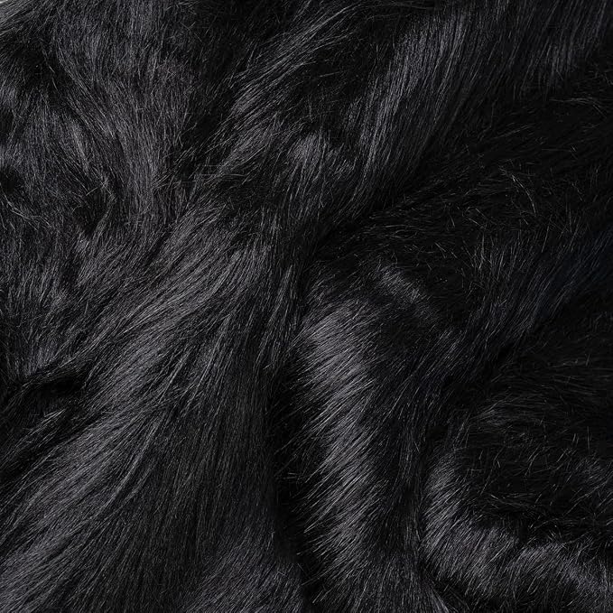 Black Faux Fur Fabric for Crafts Squares Furry Fabric for Sewing, Upholstery & by Qidkeo