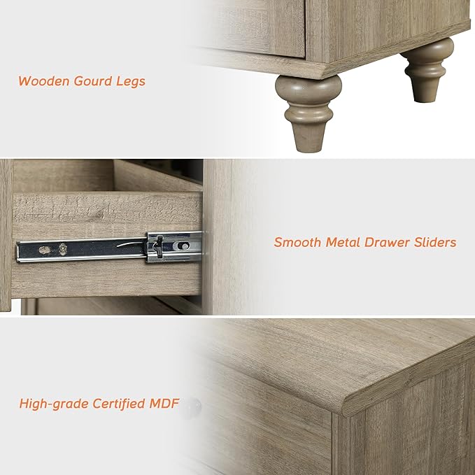 WAMPAT Baby Dresser for Bedroom with 3 Drawers, Kids Dressers with Wide Chest of Drawers, Modern Wooden Closet Storage Organizer, Small Dressers for Living Room, Nursery, Hallway, Rustic Oak