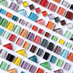 LITMIND 1.1LB Striped Crystal Glass Mosaic Tiles – Rainbow Mix Assorted Shapes - Image 2