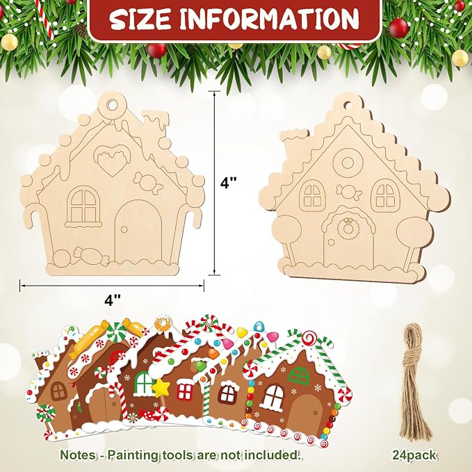 COCHIE Wooden Christmas Ornaments to Paint - Image 2