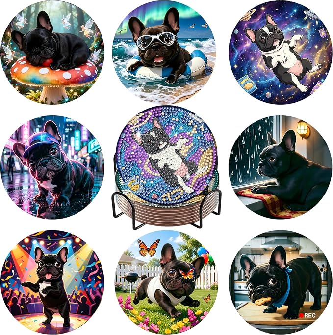 8-Pack Diamond Art Coaster Kit by DOZEEZOP