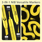 BIGTHUMB 3 Pcs Yellow Jumbo Permanent Markers: 15mm Wide Tip Thick Acrylic - Image 2
