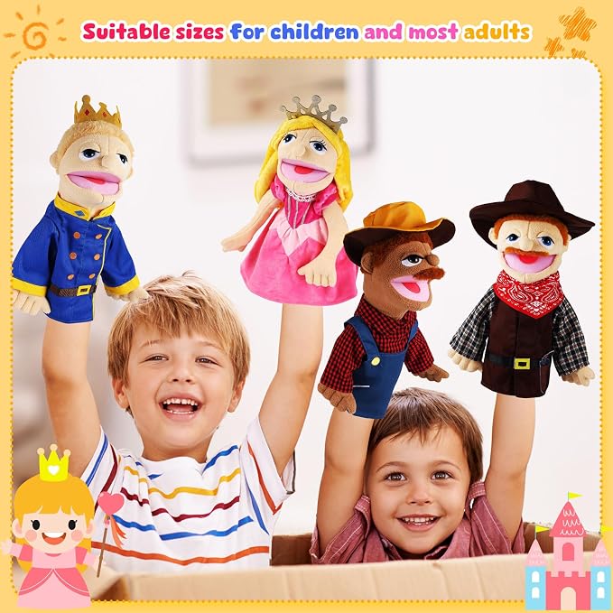 6 Pcs Role Play Hand Puppets Profession Worker Entrepreneur Plush Toys - Image 5