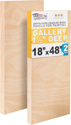 U.S. Art Supply 18" x 48" Unfinished Cradled Wood Panels by USArtSupply