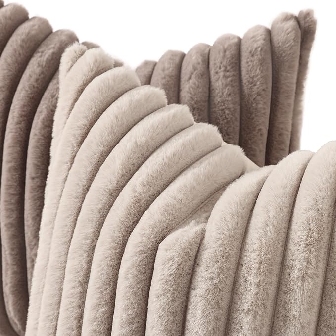 decorUhome Cozy Faux Fur Throw Pillow Covers 26x26 Set of 2 Decorative Soft - Image 2