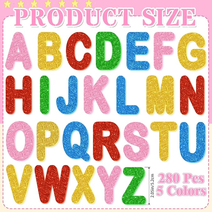 2 Inch Large Foam Letter Stickers Glitter Big Font - Image 2