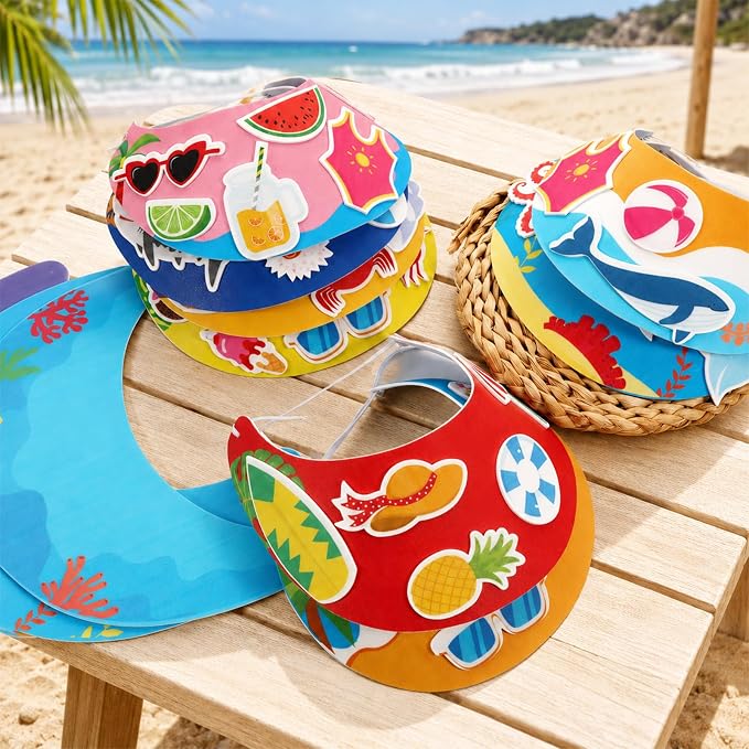 36Pcs EVA Foam Visor Summer Crafts Sun Hat Crafts Kits DIY Beach Sun Visor Hat - Image 4