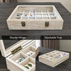MOOCA Tempered Glass Jewelry Box Organizer, Two-Layer Jewelry Display Case - Image 5