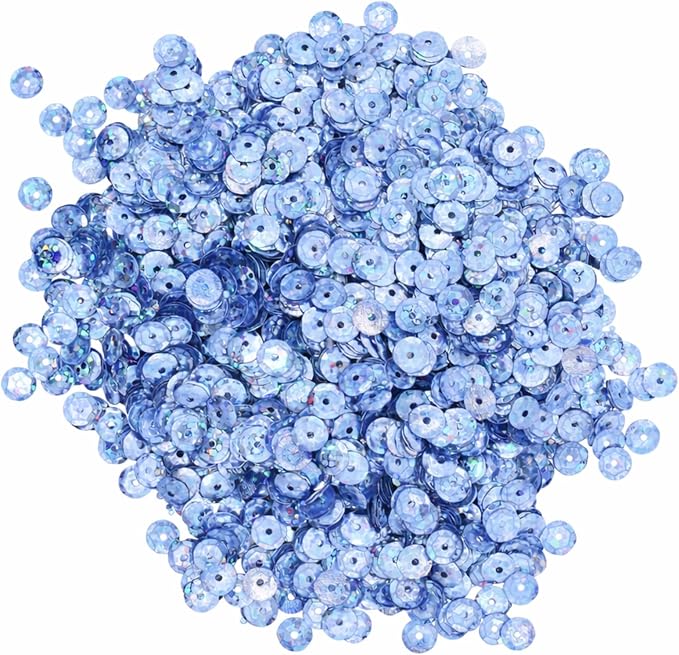 Mandala Crafts 6mm Cup Holographic Sky Blue Sequins - Image 2