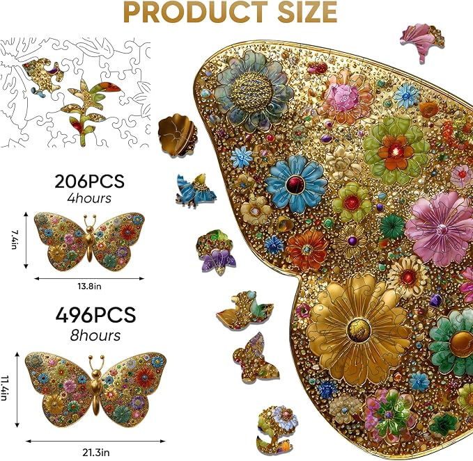 Mocfesk Wooden Puzzles for Adults, 206 Pieces | Unique Shaped Jigsaw Puzzles - Image 3