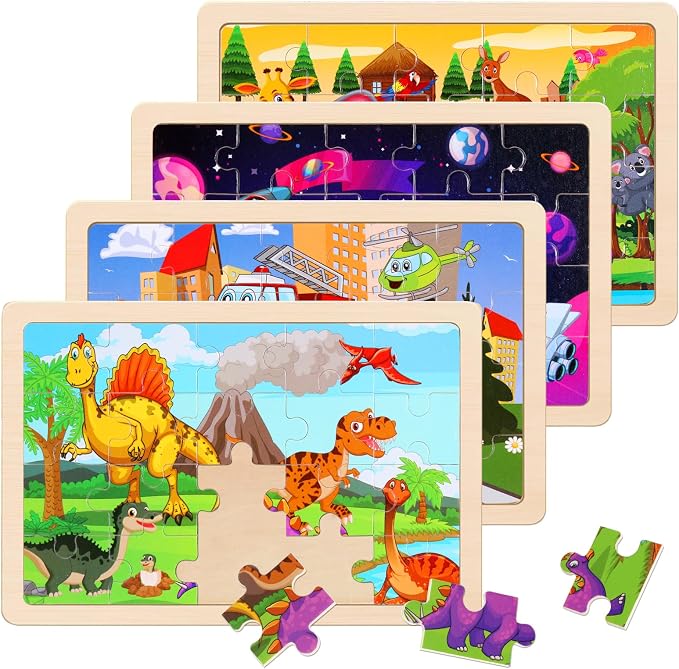 Wooden Puzzles Toys for Kids Ages 3-5, Transportation Wood Toddler Puzzles by NASHRIO