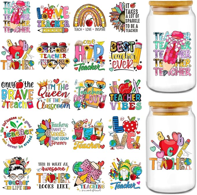 Rngmsi 20 Sheets Teacher Leopard Print UV DTF Cup Wrap Cold UV DTF Stickers | by RNGMSI