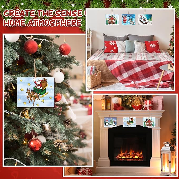 COCHIE 10 Pieces Large Christmas Unfinished Wood Crafts to Paint - Image 4