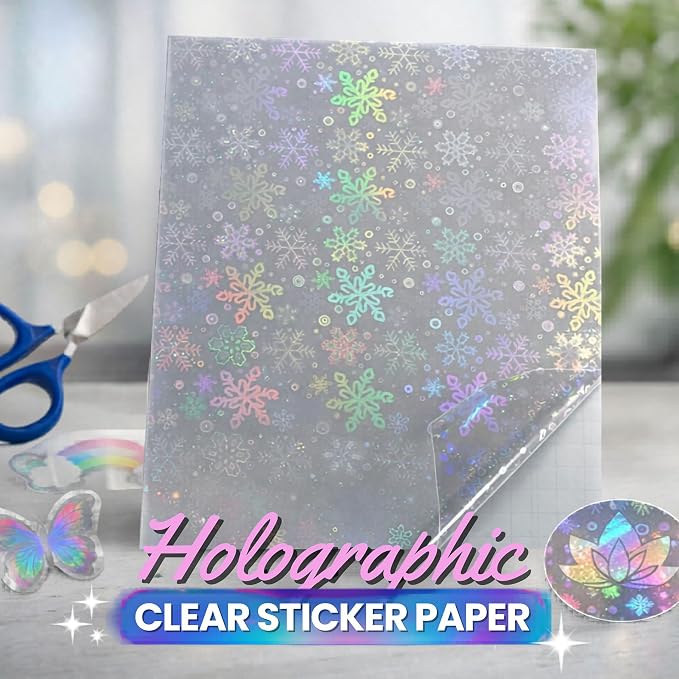 Bleidruck 25 Sheets Snowflake Holographic Clear Sticker Laminate Paper | A4 - Image 3
