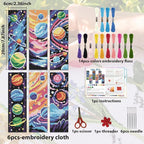 ACRNIGHEET 6PCS Cross Stitch Bookmark Kits Cosmic Planet Pattern Counted Cross - Image 2