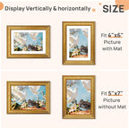 upsimples Vintage 5x7 Picture Frame, Antique Gold Frame Displays 4x6 - Image 2