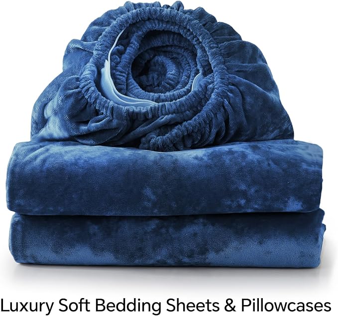 BEDELITE Velvet Fitted Sheet and Pillowcase Set, Luxury Soft Fuzzy Bottom Sheet - Image 8