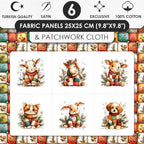 Cozy Animals Patchwork Quilting Fabric Panel – 6× Blocks + Bonus Patchwork - Image 3