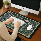 Deep Green Retro Desk Pad, Plant Flower Mouse Pad XXL, Large Gaming Mouse Mat - Image 7