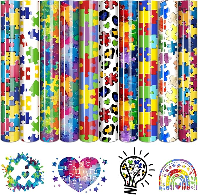 Tintnut Puzzle Heat Transfer Vinyl, 10 Sheets 12"x10" Iron on Vinyl | by Tintnut