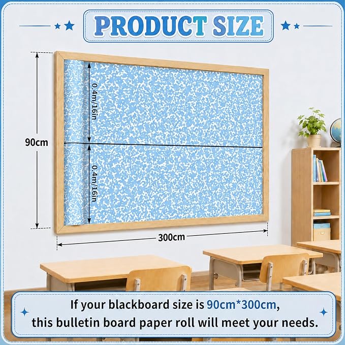 Blue Composition Bulletin Board Roll Non-Woven Fabric Poster 16in X 20ft | Back - Image 3