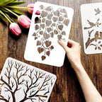 6pcs Tree Leaves Stencil for Painting Birds Branches Painting Crafts Template - Image 4