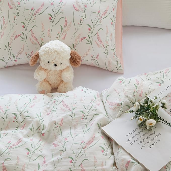 BOLINLIVING Pink Floral Duvet Cover Full Size, Reversible Botanical Spring - Image 6