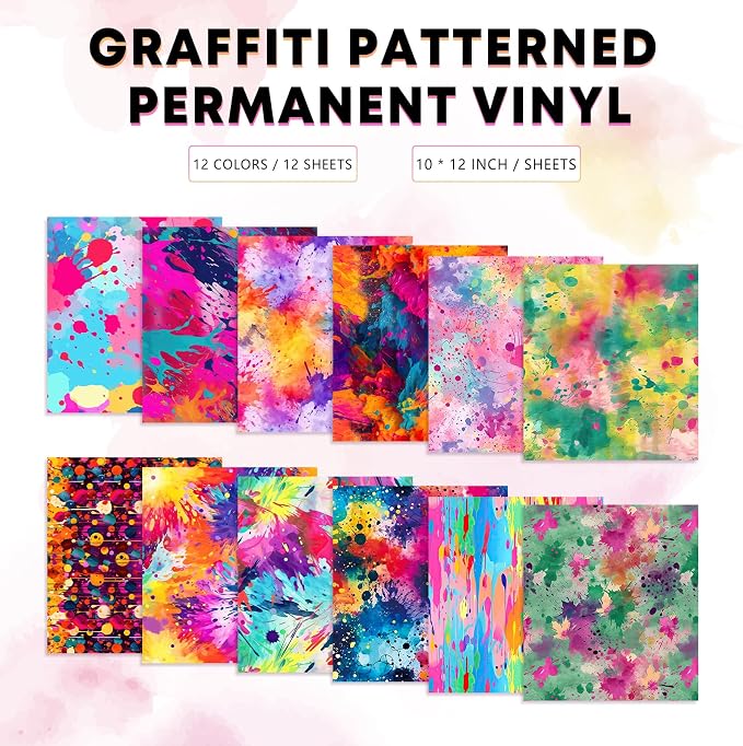 Pink Splatter Permanent Adhesive Vinyl 12 Sheets 12'' x 10'' | Pink Splash - Image 2