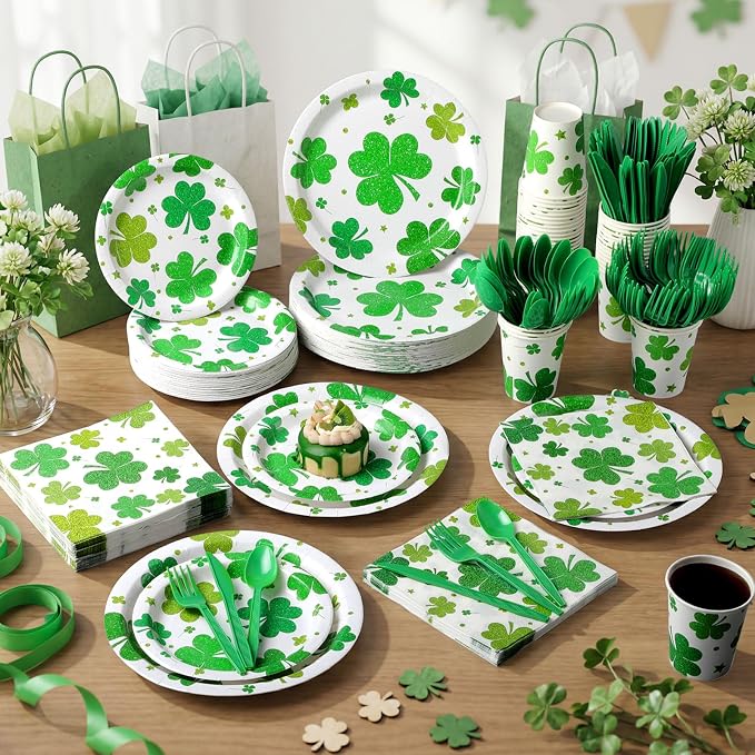Pickmesh 400 Pcs St. Patrick's Day Party Plates and Napkin Decoration Lucky - Image 6