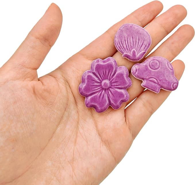 500g/1.1lb Ceramic Mosaic Tiles Mixed Shapes of Flowers, Mushrooms - Image 5