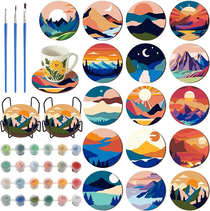 Reallnaive 16 Pcs Mountain Paint by Numbers Kit by Unknown