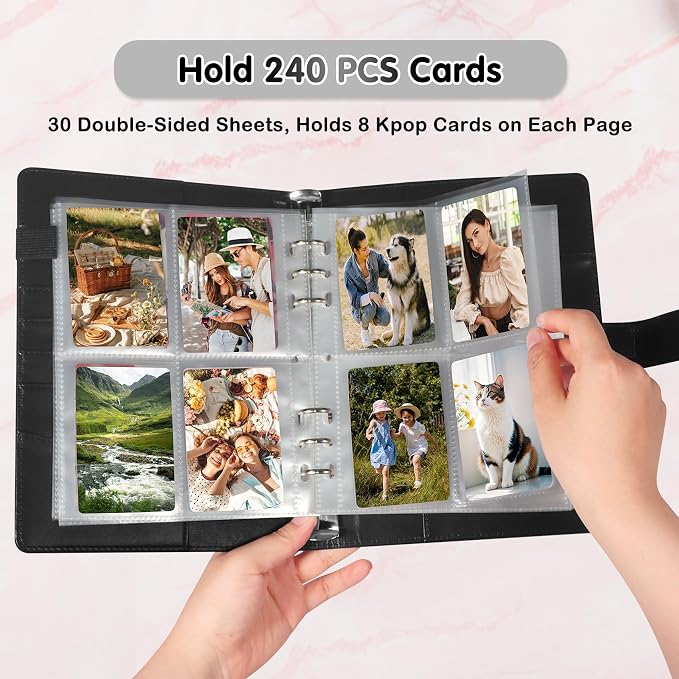A5 Kpop Photocard Binder with 30 Pack 4-Pocket Card Pages, 6 Ring A5 Binder - Image 2
