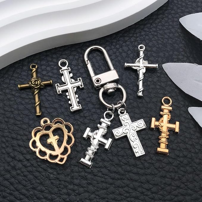 WOCRAFT 100pcs Cross Charms for Jewelry Making Assorted Jewelry Bangle Bracelet - Image 5