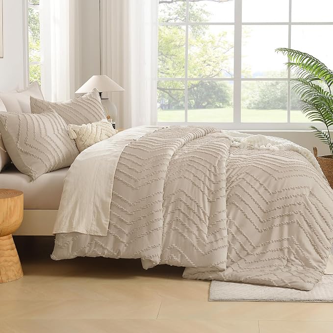 Andency Khaki Oversized Queen Comforter Set, Boho Soft Warm Bedding Comforter - Image 7