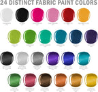 U.S. Art Supply 24 Color Permanent Acrylic Fabric Paint Set, - Image 4