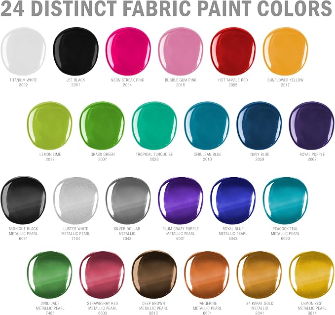 U.S. Art Supply 24 Color Permanent Acrylic Fabric Paint Set, - Image 4
