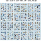 Vintage Ephemera Sticker 24 Sheets precut 300 washi Stickers Paper Journal - Image 3