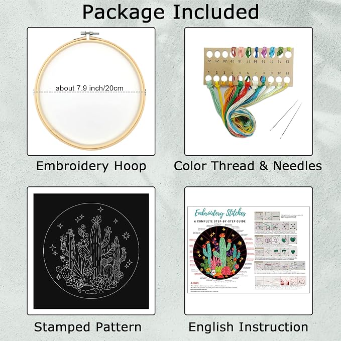 Louise Maelys Cactus Embroidery Kit, Cross Stitch Kit - Image 2