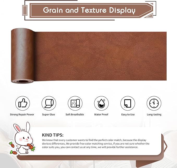 KING MOUNTAIN Leather Repair Patch, 4 x 63 Inches self Adhesive Leather Repair - Image 2