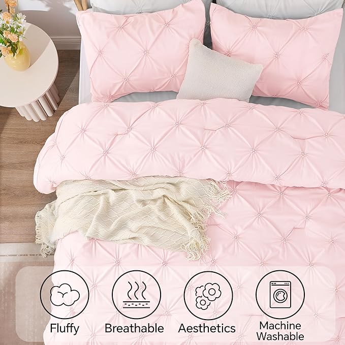 BEDELITE Baby Pink Queen Comforter Set - Image 5