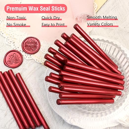60pcs Wax Seal Sticks, Flame Red Sealing Wax Sticks, HOSEALING Glue Gun Wax - Image 4