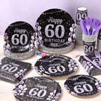 Pickmesh 400 Pcs 60th Birthday Party Supplies Purple Black Happy Birthday - Image 6