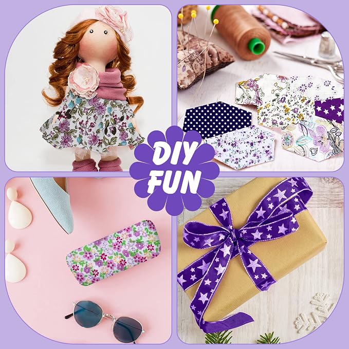 Hosuly 40 Pcs Purple Floral Jelly Fabric - Image 6