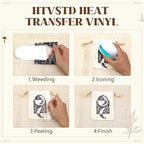 HTVSTD Mushroom HTV Heat Transfer Vinyl 12 Sheets 12×10in Iron on Vinyl | Black - Image 3