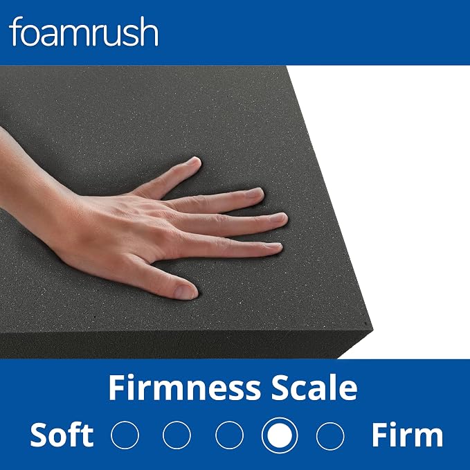 FoamRush 8"x 36" x 36" Charcoal Square Foam, Seat Cushion Replacement, - Image 3