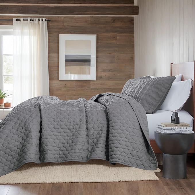 WDCOZY Dark Grey Quilt King Size Bedding Sets - Image 5